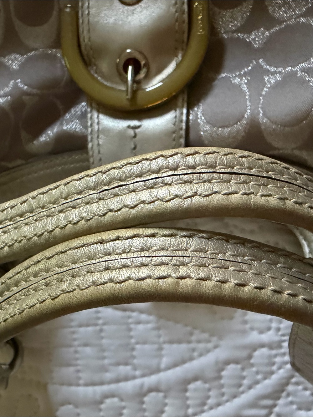 Coach Metallic Taupe Signature Shoulder Bag - Picture 3 of 9